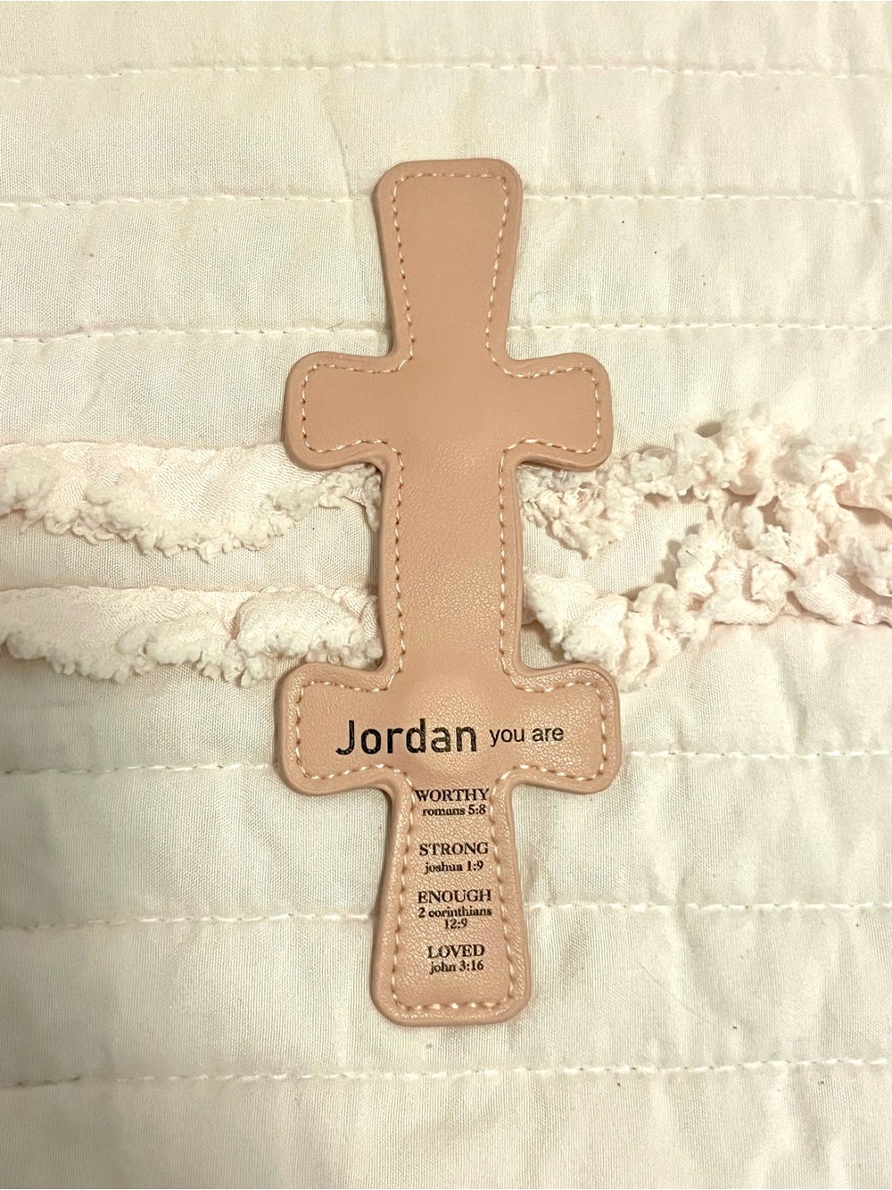 Custom Cross Leather Pink Magnetic Bible Book Mark - Jordan